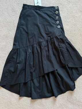 Who What Wear Black Tiered Button-Accent Skirt